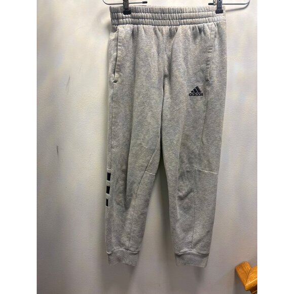 Adidas Kids Gray Sweatpants Size 10-12Cotton Blend Elastic Waist & Cuffed Bottom - Picture 1 of 13
